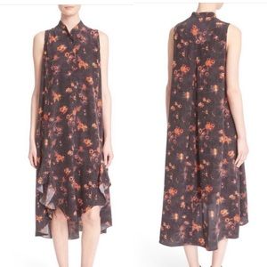 Foundrae silk shirt button down sleeveless dress